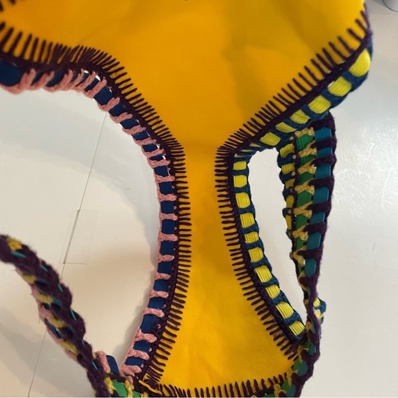 Kiini Yellow RO Bikini Bottom Crochet Multicolor Swim Separates Size Small - Picture 5 of 8